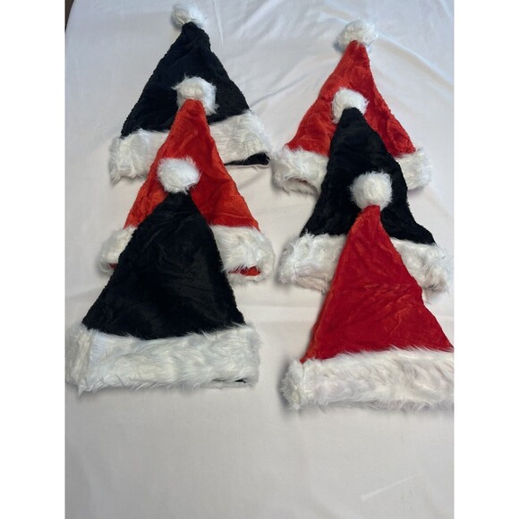 6 Christmas hats 3 Red and 3 Black Holiday Parties New - Picture 1 of 2